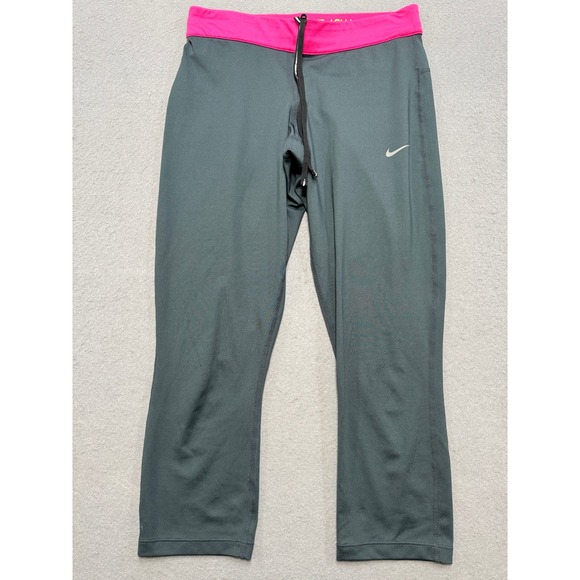 Nike Pants - Nike Leggings Women's XS Gray Pink Dri-FIT Cropped Capri Athletic Running Gym